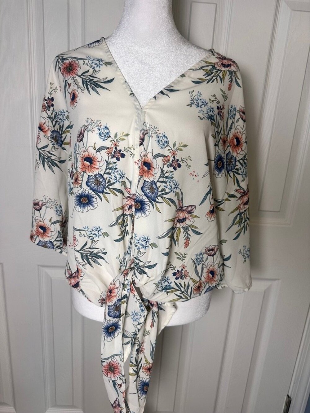 Floral Kimono Tie Blouse Small